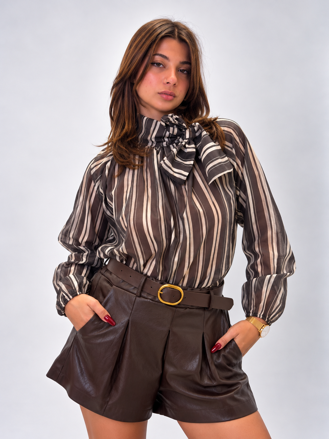 Camicia Line Marrone